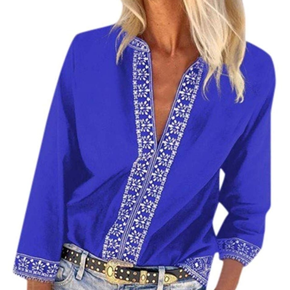 Long sleeve deep v-neck shirt